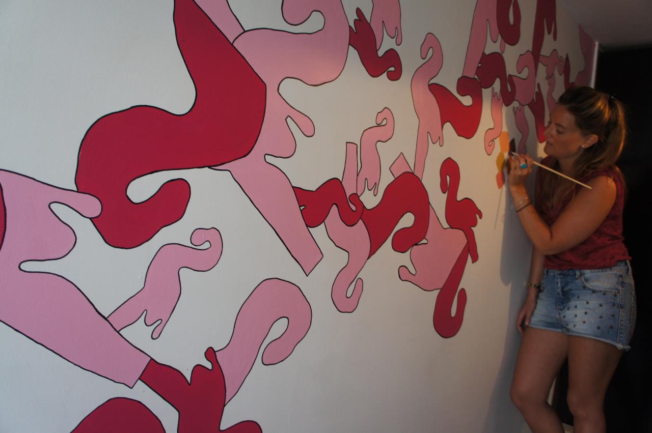 Fresque murale au Pink