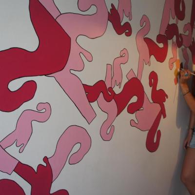 Fresque murale au Pink