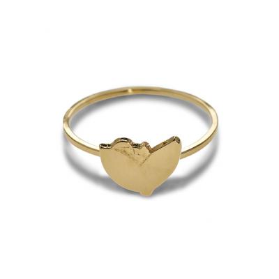 Bague fil feuille coeur